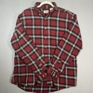 LL Bean Flannel Shirt Men's L Heavyweight Red 90s Vintage Outdoor Hiking Gorp